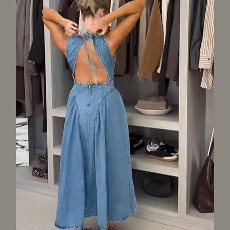 5 a Robe Denim "Élégance Boutonnée"