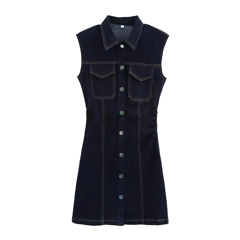 5 a Robe Denim "Élégance Boutonnée"